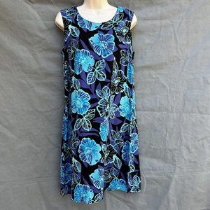 VTG Coldwater Creek Blue Purple Hawaiian Mini Dress Sleeveless 90's Y2